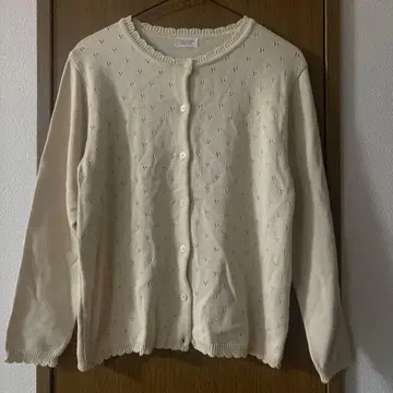 가디건 꽃 아이보리 컷워크 plain vintage