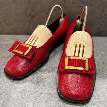 아 테스트니 빨간색 골드 로고 플랫 펌프스 24 새상품급