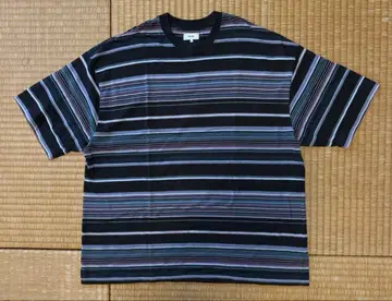 BEAMS 멀티 보더 T셔츠 XL 블랙