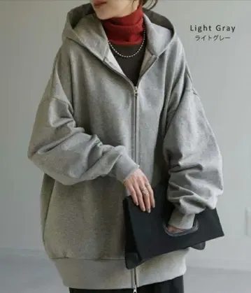 HUG.U 하그유 두꺼운 원단 돌먼 슬리브 후드티 라이트 그레이