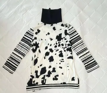 LEONARD 레오파드 무늬 스트라이프 긴팔 상의 M 사이즈