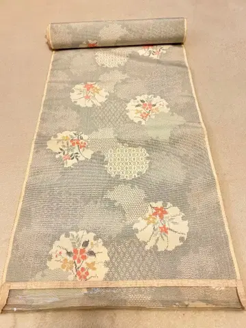 오시마 명주 옷감 그레이 계열 눈꽃무늬 약 36cm 폭