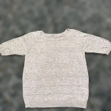 MARGARET HOWELL 멜란지 그레이 반팔 린넨 면 니트 F 사이즈