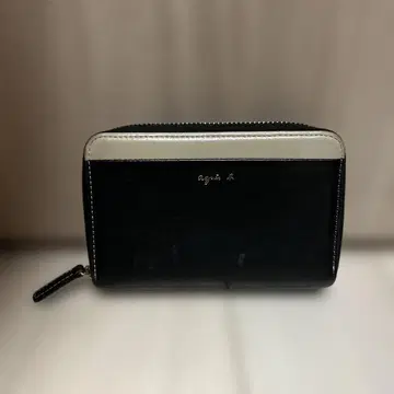 agnes b 에네스베 이단 접이식 지갑 가죽 지갑 바이컬러 천연 가죽