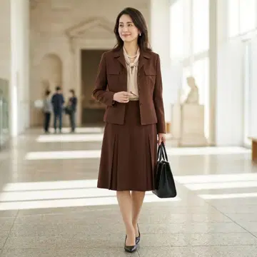 G7033*꼼사데모드 셋업 수트 브라운 M 울 일본제
