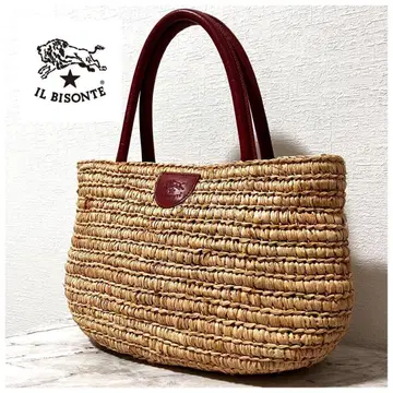 봄/여름 코디에 일비종떼 가죽 라피아 이소재 카고백 로고 플레이트