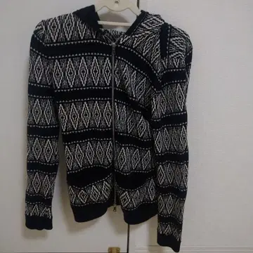 SALE 중 NOID 블루종 니트 크로스 Zip 후드티