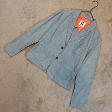 ROXY 테일러드 자켓 L 스트라이프 스카이블루 캐주얼 면 100%