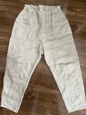 [새상품급] tumugu 린넨 100% 베이지 와이드 팬츠