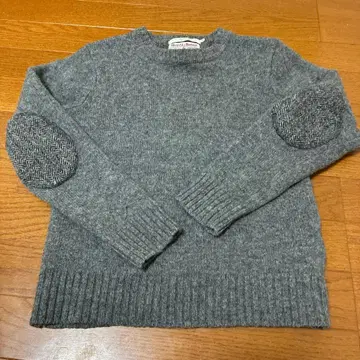 Harris Tweed 그레이 긴팔 스웨터 엘보 배치 포함