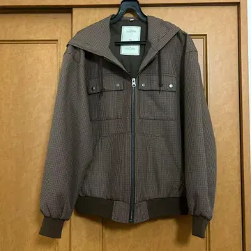 GU rokh 체크 무늬 후드 부착 자켓