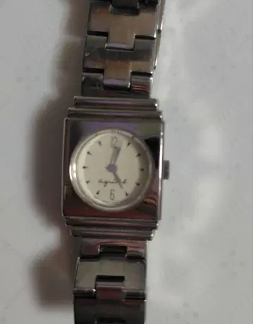 agnes b 아날로그 손목시계 실버