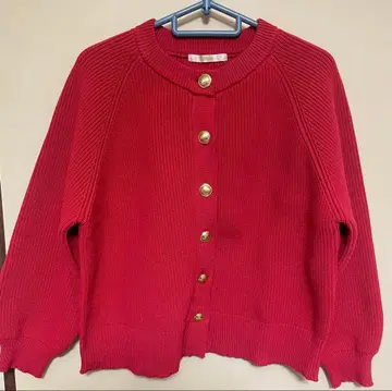 Chez toi(셰토와) GLD 버튼 경량 니트 크루 가디건