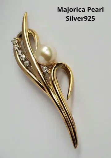 빈티지 마조리카 펄 마조리카 펄 실버 브로치