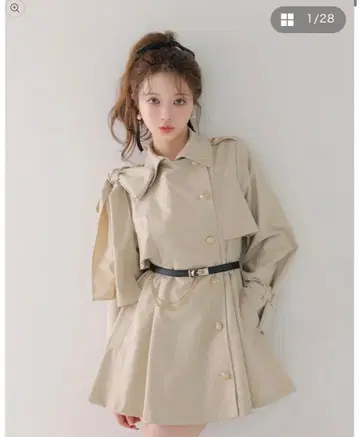 m me eme 클래식 리본 미니 트렌치 코트