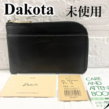 [ 미사용 ] Dakota 라르코 L자 지퍼 지갑 천연 가죽 일본제 블랙