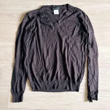 Agnes b 다크 브라운 V넥 니트 스웨터 M