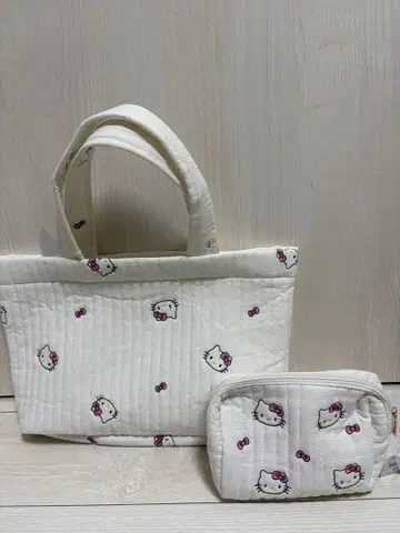 니시마츠야 키티 M 사이즈 이불 토트백 파우치 세트 화이트