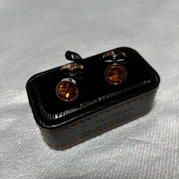 KAMAKURA 가마쿠라 셔츠 오렌지 라운드형 커프스 링크 케이스 포함