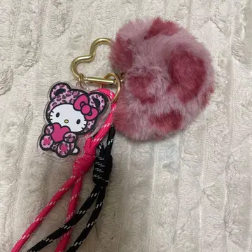 아베일 헬로키티 레오파드 무늬 퍼 키링