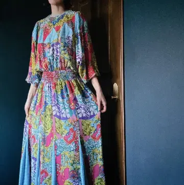 [ 레어 ] Diane Freis 빈티지 원피스 올 패턴 롱 드레스