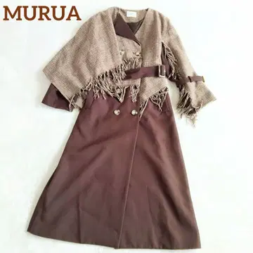 MURUA 무루아 프린지 케이프 코트 브라운 프리 사이즈
