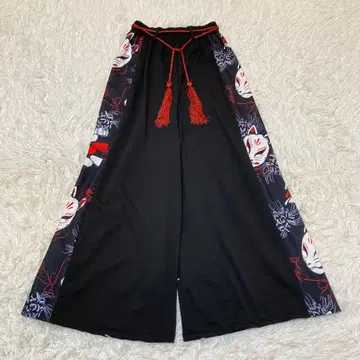 ACDCRAG 여우 가면 패턴 와이드 팬츠 블랙