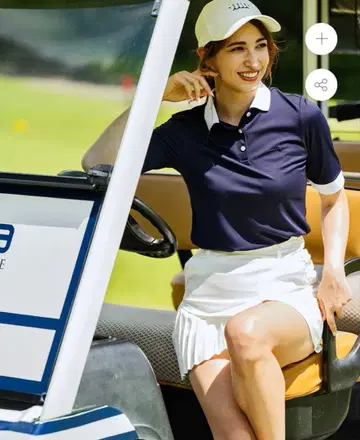 무타 마린 골프 시드 스티치 하프 슬리브 피케 셔츠 네이비