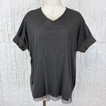 [ 미쉘클랑 ] 플리츠 티셔츠 차콜 체형 커버 38 [ x39 ]