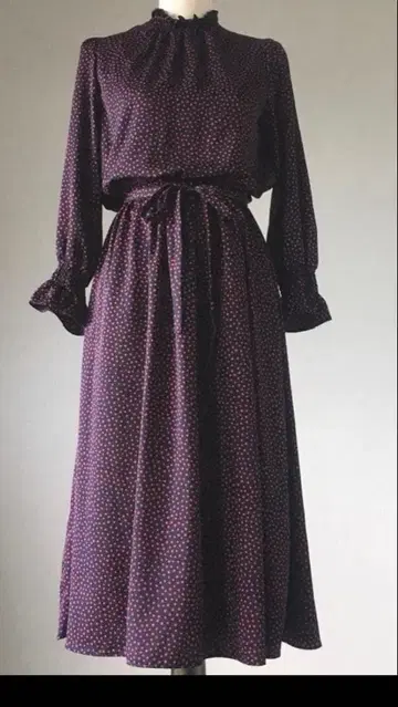 ANAYI 도트 무늬 원피스 38 네이비 x 레드