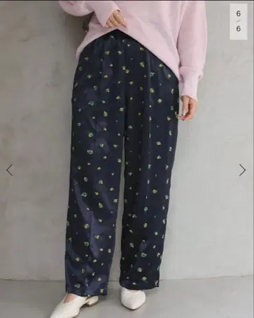 slobe iena flower 자수 새틴 이지 팬츠