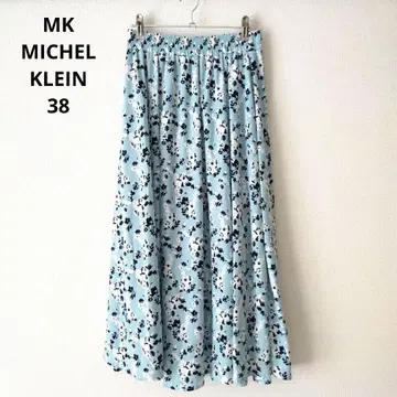 미쉘클랑 꽃무늬 롱 스커트 W밴딩 스카이블루 38 이토킨