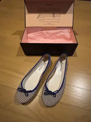 [ 미사용 ] repetto 레페토 발레 슈즈 37 파랑 화이트 보더