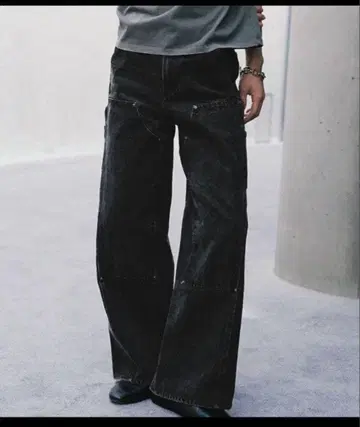 wym DOUBLE KNEE CURVED SEEM BAGGY DENIM