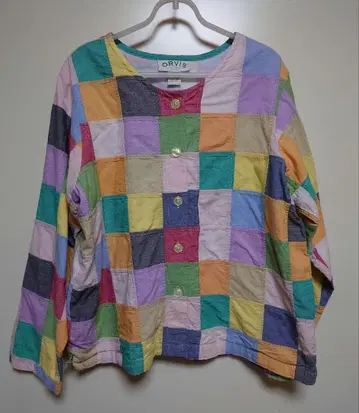 빈티지 ORVIS 인도 면 패치워크 노카라 자켓