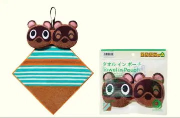 [재고 처분] 패밀리마트 모여라 동물의 숲 타월 인 파우치 너굴&밤돌이