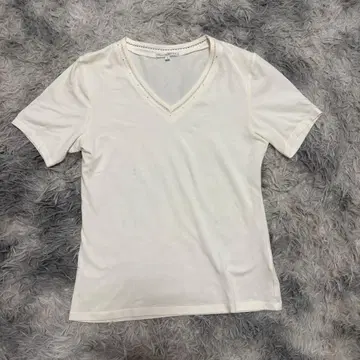 트랜스 워크 화이트 V넥 반팔 티셔츠 M 사이즈