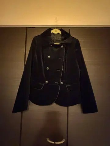 벨벳 더블 브레스트 자켓 블랙