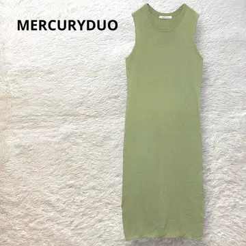 MERCURYDUO 롱 니트 원피스 슬리브리스 라이트 그린 F