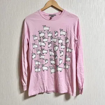 시메온 파라 양 프린트 롱 슬리브 긴팔 티셔츠 핑크