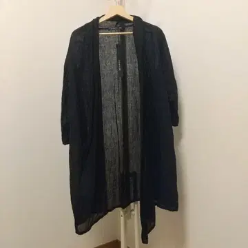 미즈이로 인드 린넨 100% 가디건 블랙