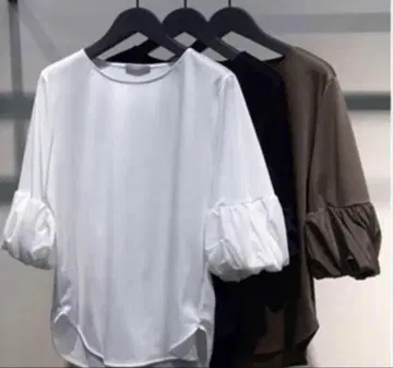 띠어리 럭스 코튼 스무스 볼륨 슬리브 티셔츠 화이트 38 M