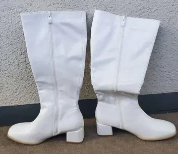 화이트 가죽풍 롱 부츠