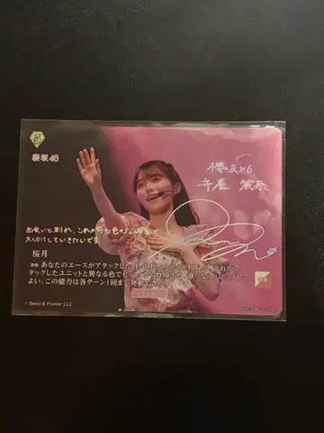 사쿠라자카46 x 빌디바이드 BT 사인 모리야 레이나 사쿠라즈키