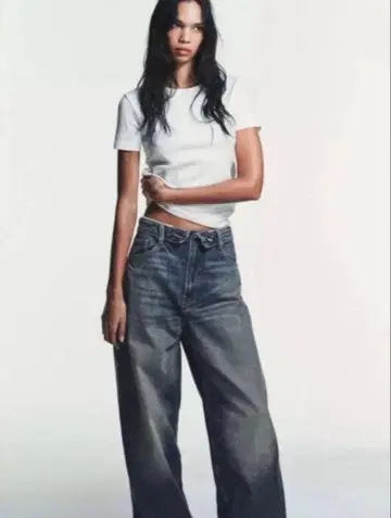 ZARA 신상 TRF 미드 라이즈 롤업 허리 데님 팬츠
