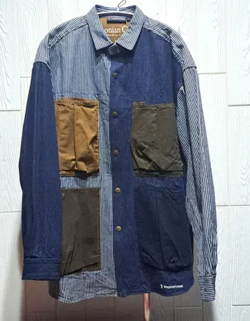 Oregonian Camper 패치워크 데님 셔츠 L 절개 아웃도어