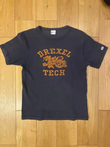 챔피온 런택 복각 칼리지 T셔츠 드렉셀 L 빈티지 가공