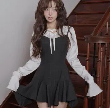 Darich 레이어드 랜덤 헤짐 체크 미니 원피스