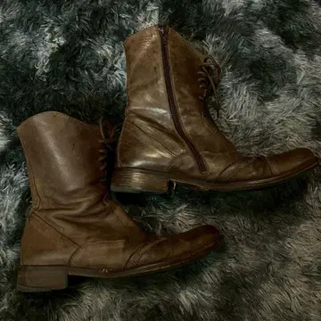 브라운 가죽 사이드 지퍼 부츠 빈티지 이탈리아