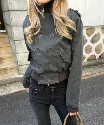 BLACKUP [MADE] 로젤라 더블 버튼 점퍼 차콜